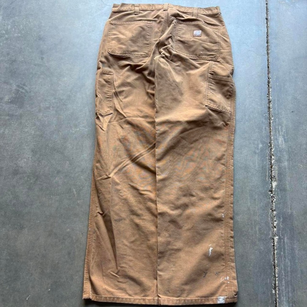 Y2K Brown Carhartt Paint Splatter Canvas Carpenter Pants - Picture 5 of 6